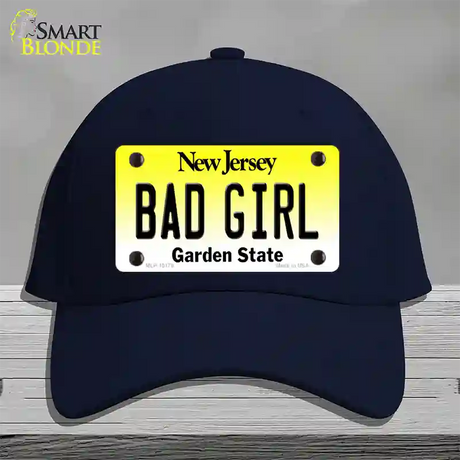 Bad Girl New Jersey Novelty License Plate Hat Cotton / Navy