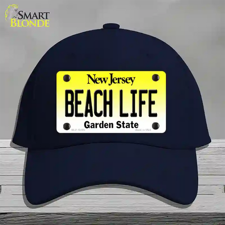 Beach Life New Jersey Novelty License Plate Hat Cotton / Navy