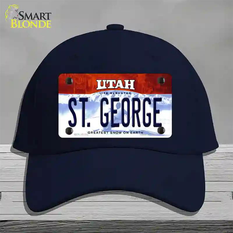 St George Utah Novelty License Plate Hat Cotton / Navy