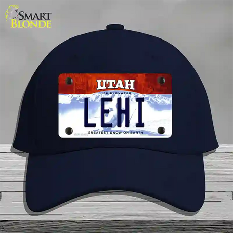 Lehi Utah Novelty License Plate Hat Cotton / Navy