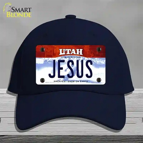 Jesus Utah Novelty License Plate Hat Cotton / Navy