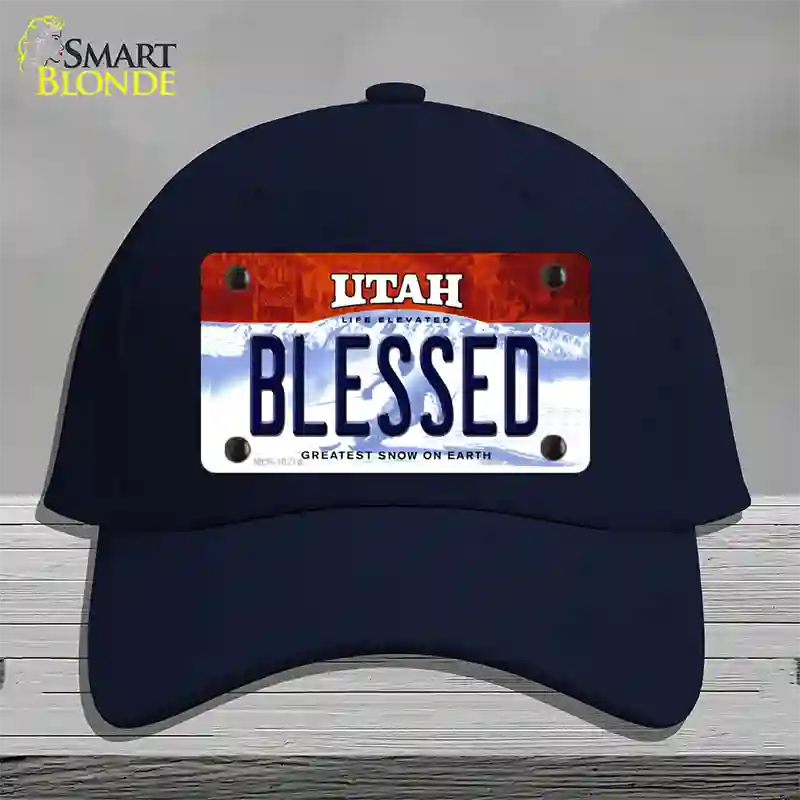 Blessed Utah Novelty License Plate Hat Cotton / Navy