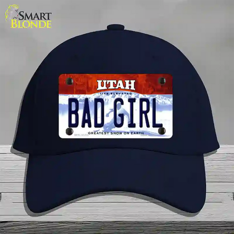 Bad Girl Utah Novelty License Plate Hat Cotton / Navy