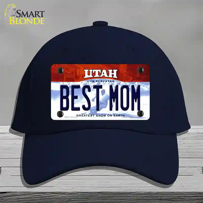 Best Mom Utah Novelty License Plate Hat Cotton / Navy