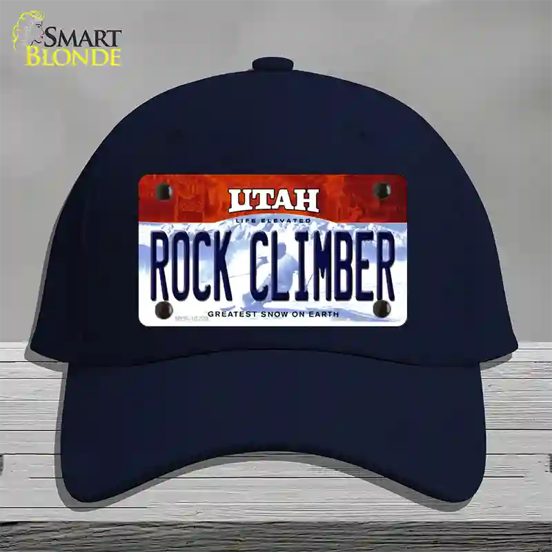 Rock Climber Utah Novelty License Plate Hat Cotton / Navy