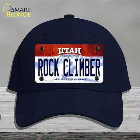 Rock Climber Utah Novelty License Plate Hat Cotton / Navy