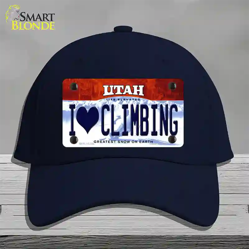 I Love Climbing Utah Novelty License Plate Hat Cotton / Navy