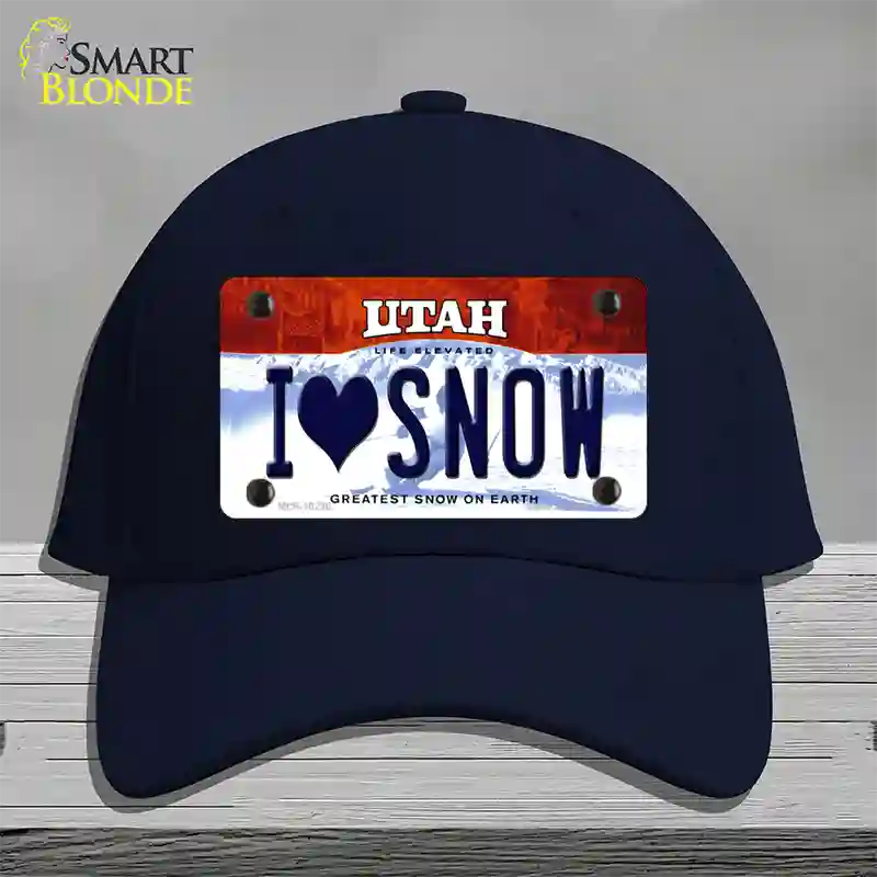 I Love Snow Utah Novelty License Plate Hat Cotton / Navy