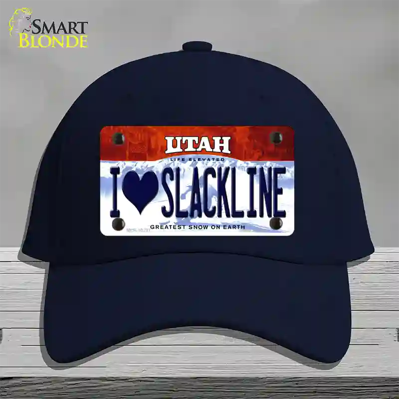 I Love Slackline Utah Novelty License Plate Hat Cotton / Navy