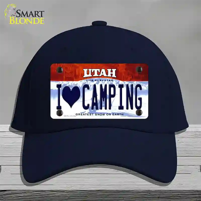 I Love Camping Utah Novelty License Plate Hat Cotton / Navy