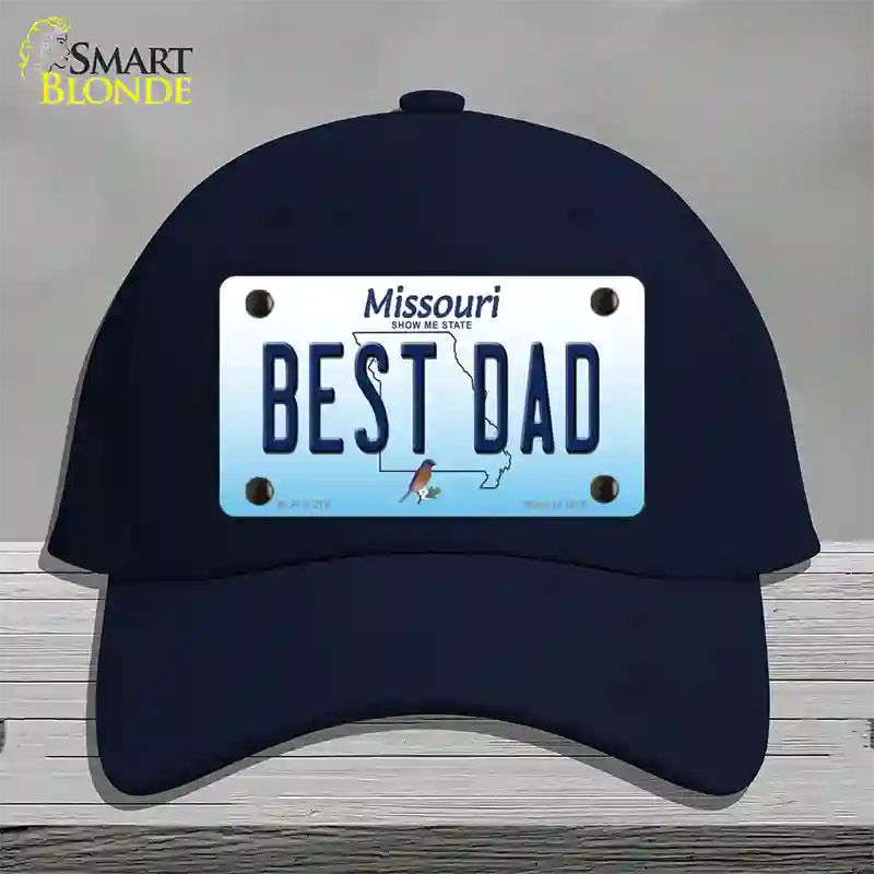 Best Dad Missouri Novelty License Plate Hat Cotton / Navy