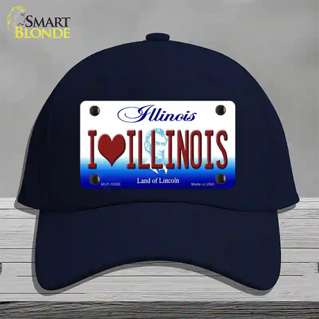 I Love Illinois Novelty License Plate Hat Cotton / Navy