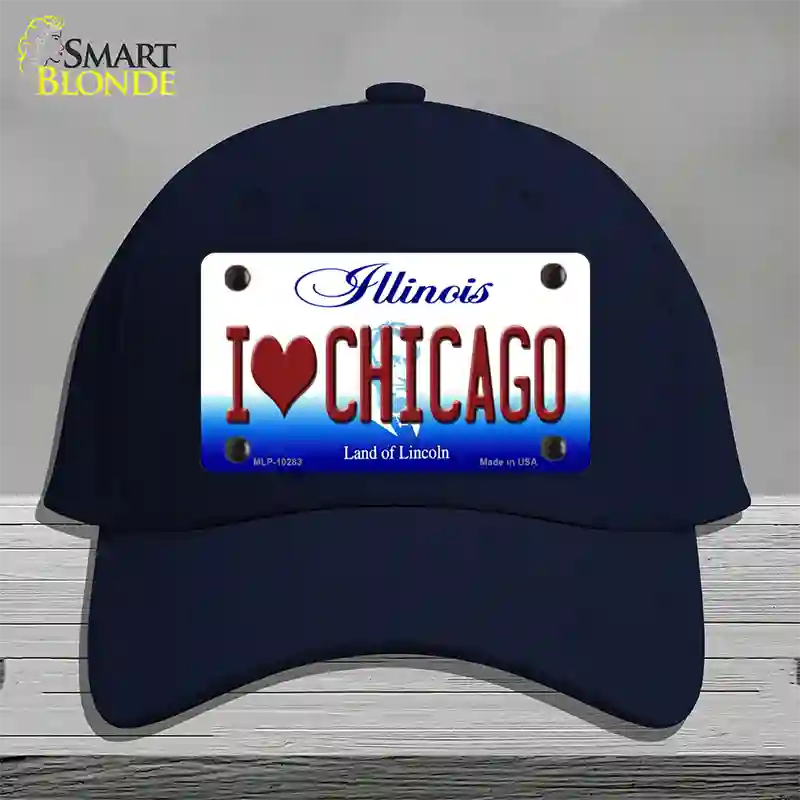 I Love Chicago Illinois Novelty License Plate Hat Cotton / Navy