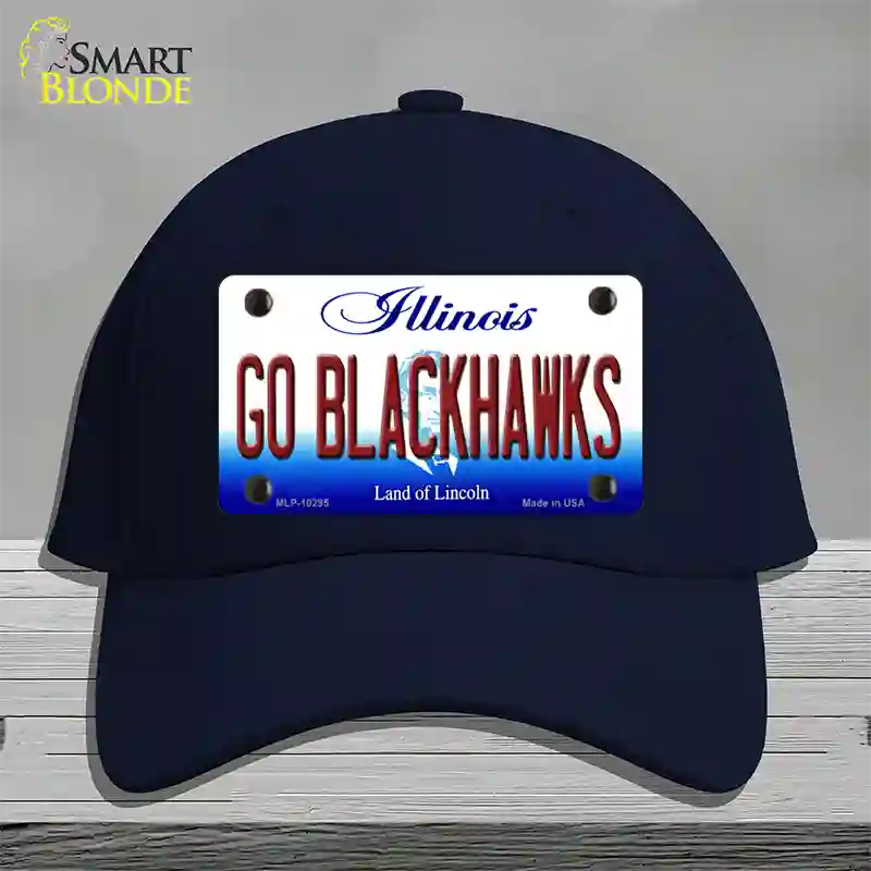 Go Blackhawks Illinois Novelty License Plate Hat Cotton / Navy