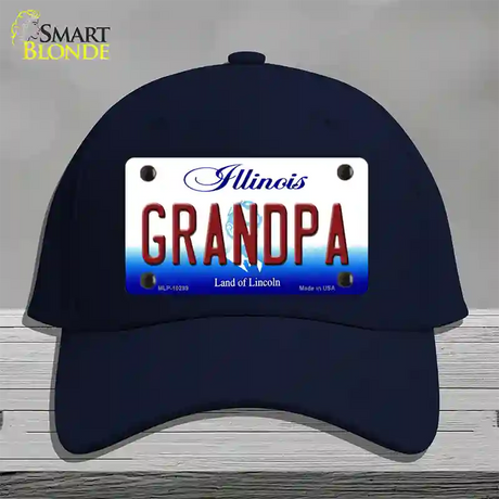 Grandpa Illinois Novelty License Plate Hat Cotton / Navy