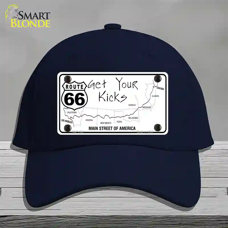 US Route 66 Map Novelty License Plate Hat Cotton / Navy