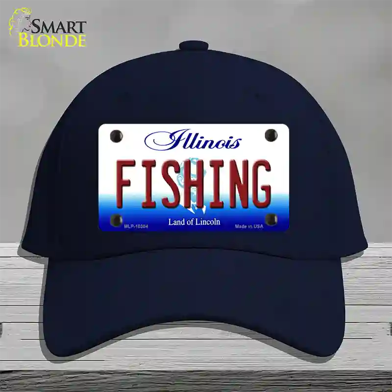 Fishing Illinois Novelty License Plate Hat Cotton / Navy