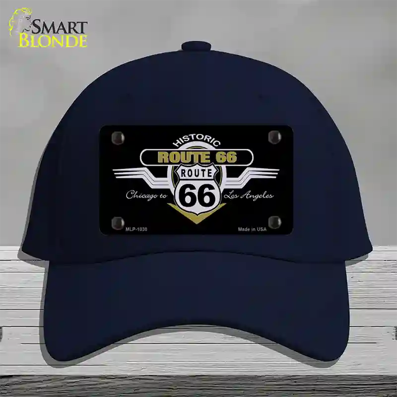 Route 66 Shield Wings Novelty License Plate Hat Cotton / Navy