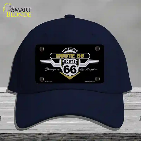 Route 66 Shield Wings Novelty License Plate Hat Cotton / Navy