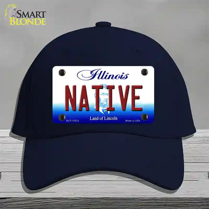 Native Illinois Novelty License Plate Hat Cotton / Navy