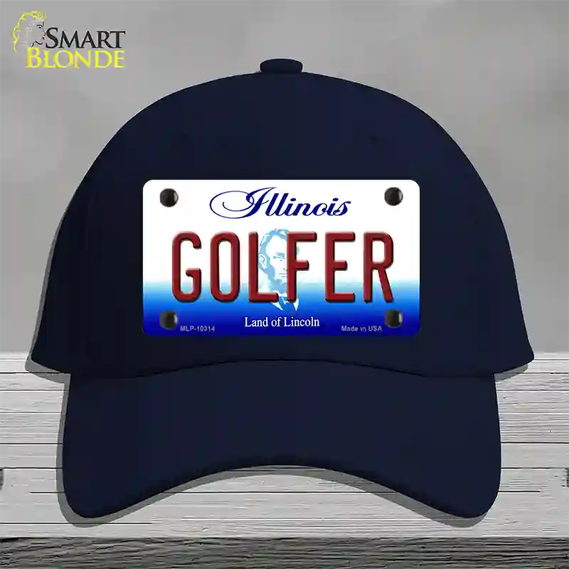 Golfer Illinois Novelty License Plate Hat Cotton / Navy