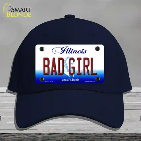 Bad Girl Illinois Novelty License Plate Hat Cotton / Navy