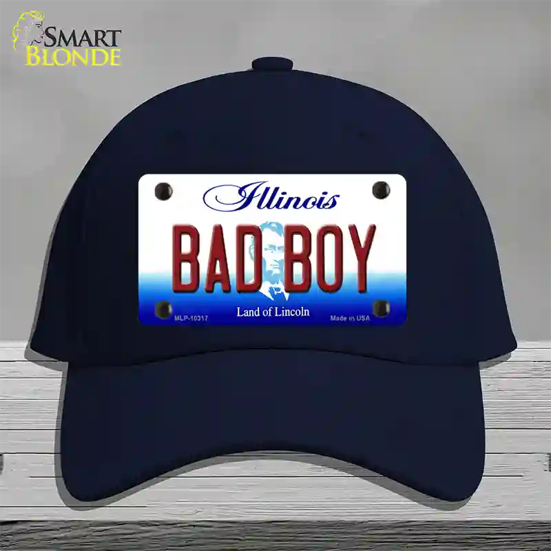 Bad Boy Illinois Novelty License Plate Hat Cotton / Navy