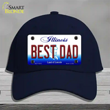 Best Dad Illinois Novelty License Plate Hat Cotton / Navy