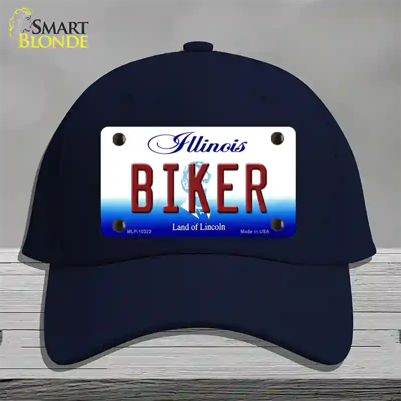 Biker Illinois Novelty License Plate Hat Cotton / Navy