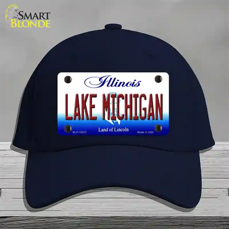 Lake Michigan Illinois Novelty License Plate Hat Cotton / Navy