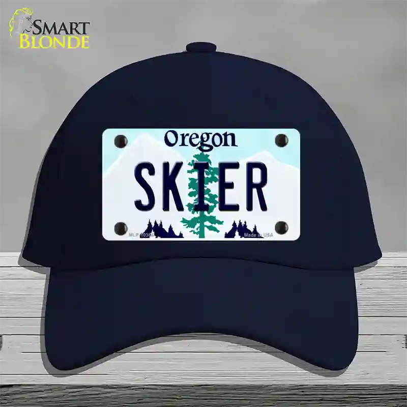 Skier Oregon Novelty License Plate Hat Cotton / Navy