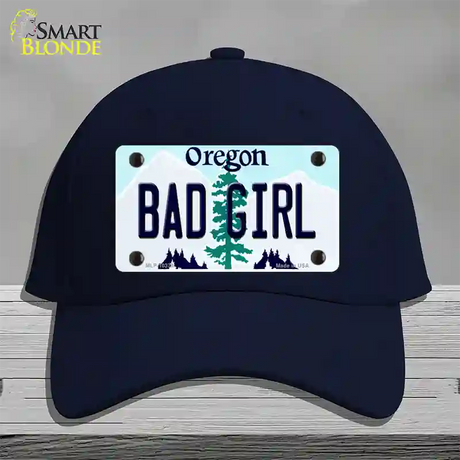 Bad Girl Oregon Novelty License Plate Hat Cotton / Navy