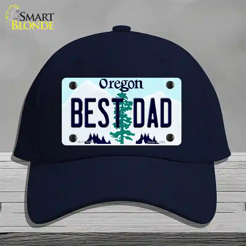 Best Dad Oregon Novelty License Plate Hat Cotton / Navy