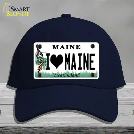 I Love Maine Novelty License Plate Hat Cotton / Navy