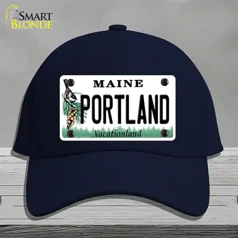 Portland Maine Novelty License Plate Hat Cotton / Navy