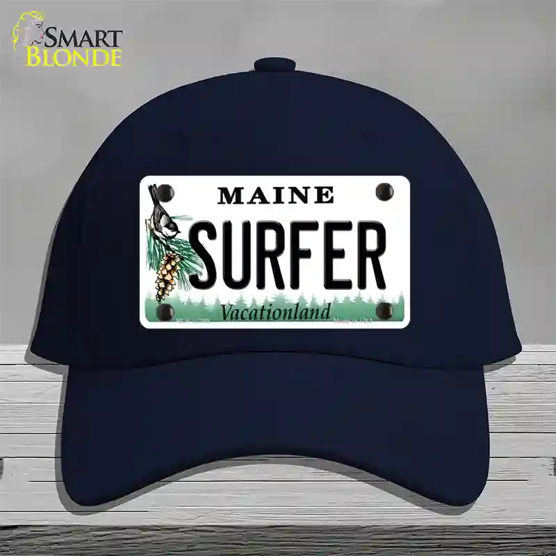 Surfer Maine Novelty License Plate Hat Cotton / Navy