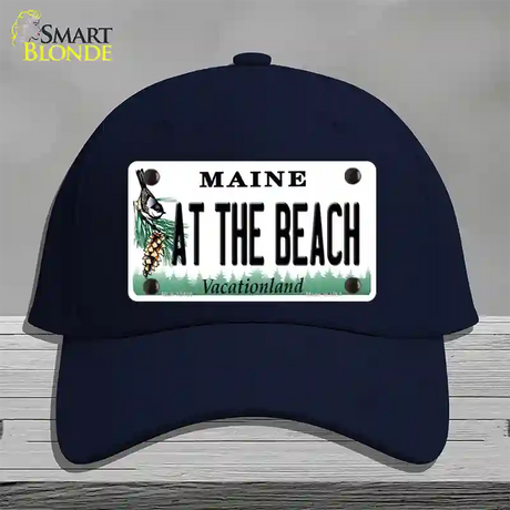 At The Beach Maine Novelty License Plate Hat Cotton / Navy