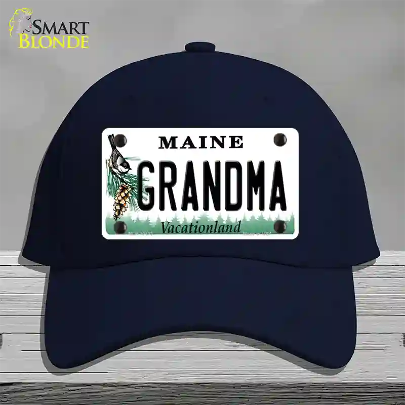 Grandma Maine Novelty License Plate Hat Cotton / Navy