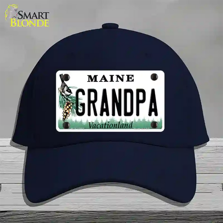 Grandpa Maine Novelty License Plate Hat Cotton / Navy