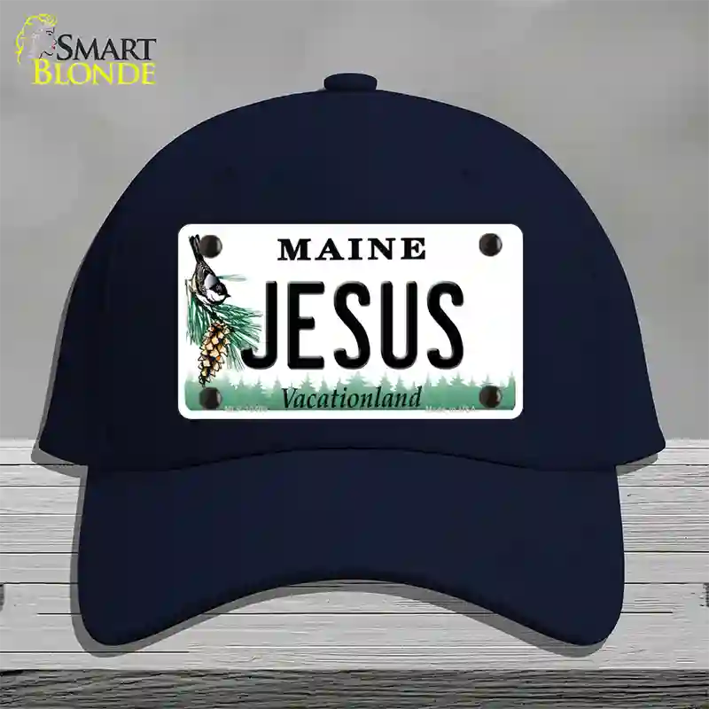 Jesus Maine Novelty License Plate Hat Cotton / Navy