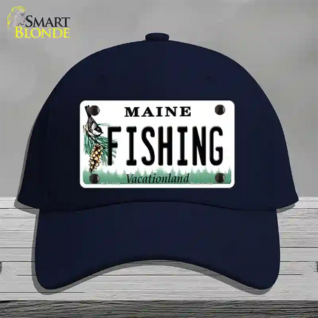 Fishing Maine Novelty License Plate Hat Cotton / Navy