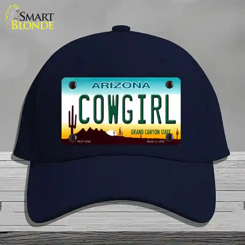 Cowgirl Novelty License Plate Hat Cotton / Navy