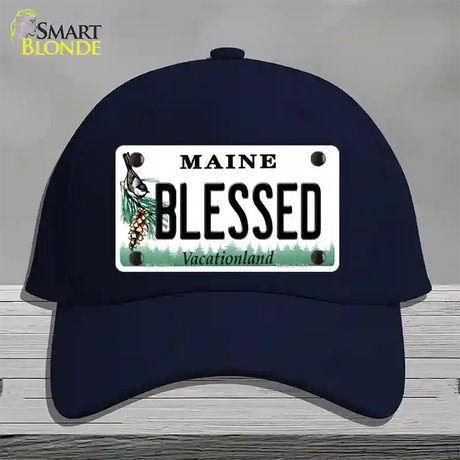 Blessed Maine Novelty License Plate Hat Cotton / Navy