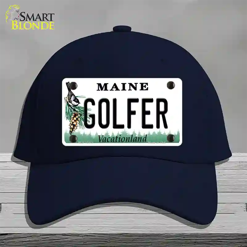 Golfer Maine Novelty License Plate Hat Cotton / Navy