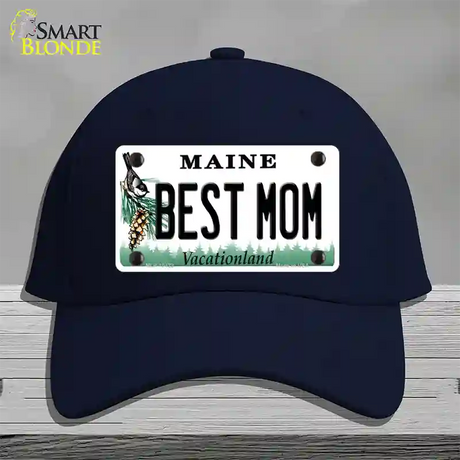 Best Mom Maine Novelty License Plate Hat Cotton / Navy