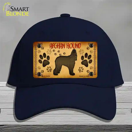 Afghan Hound Novelty License Plate Hat Cotton / Navy