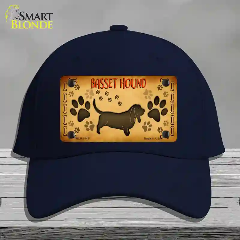 Basset Hound Novelty License Plate Hat Cotton / Navy