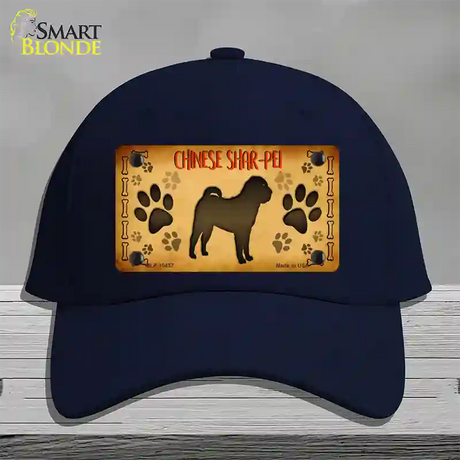 Chinese Shar Pei Novelty License Plate Hat Cotton / Navy