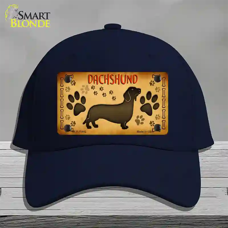 Dachshund Novelty License Plate Hat Cotton / Navy