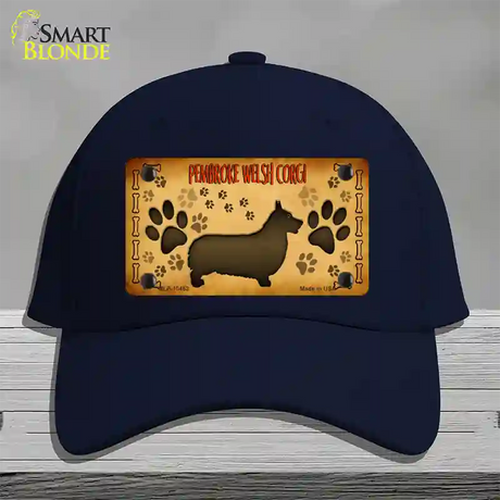 Pembroke Welsh Corgi Novelty License Plate Hat Cotton / Navy